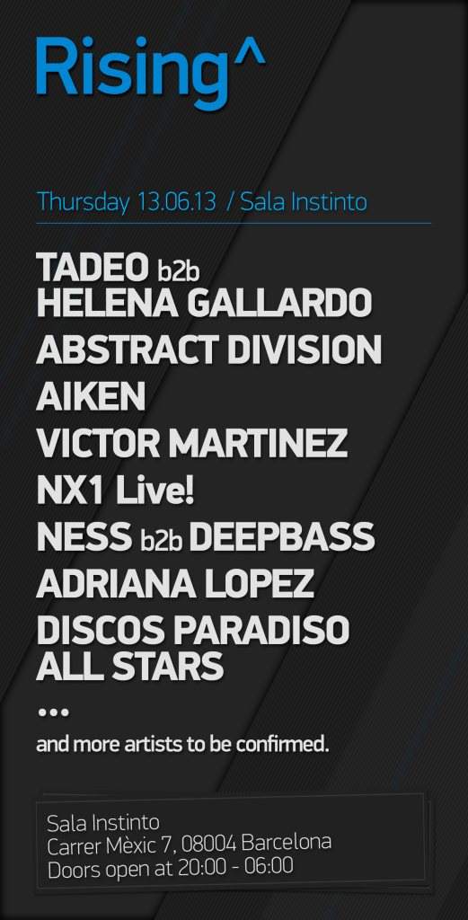 Rising Night - Tadeo, NX1, Abstract Division, Ness, Victor Martinez, Deepbass, Aiken - Página frontal