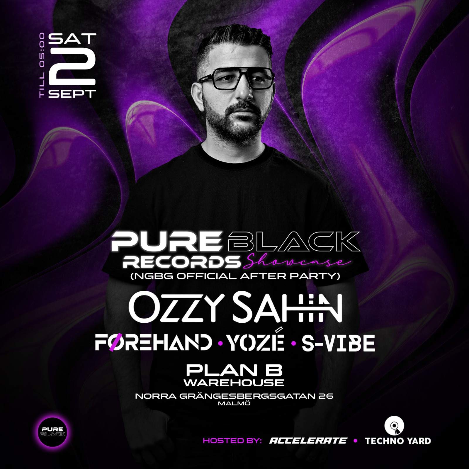 Techno yard & Accelerate presents Pure black Showcase bei Plan B, Malmo