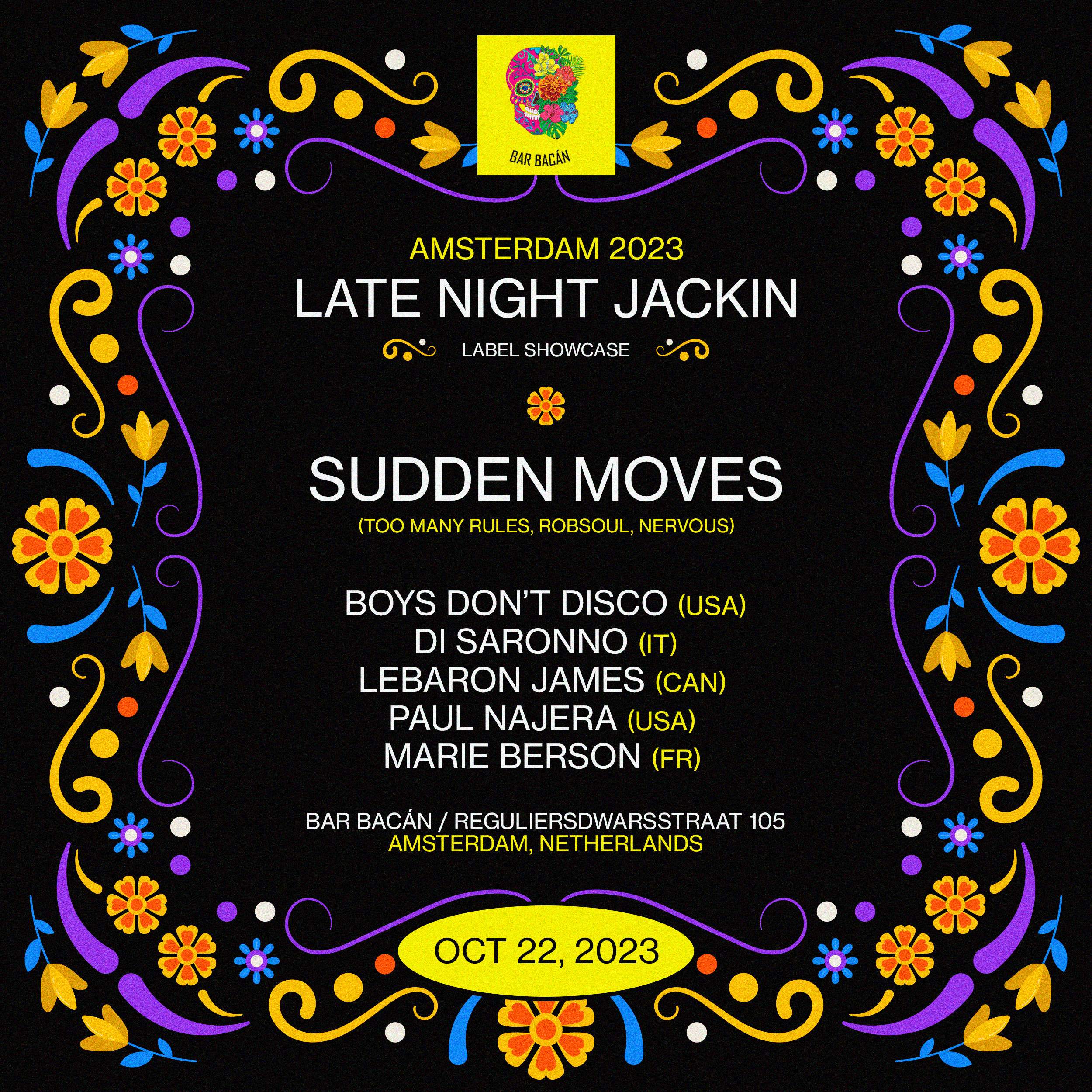 Late Night Jackin Label Showcase Amsterdam 2023 - フライヤー表