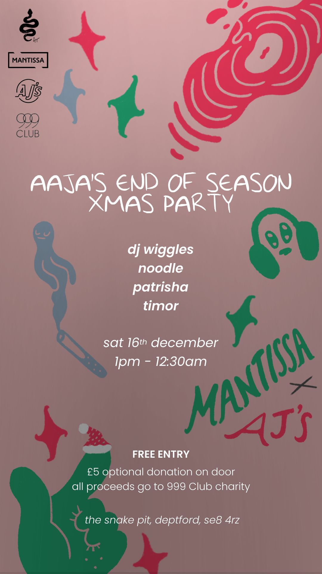 Mantissa x AJ's present: Aaja's End of Season Christmas Bash - フライヤー表