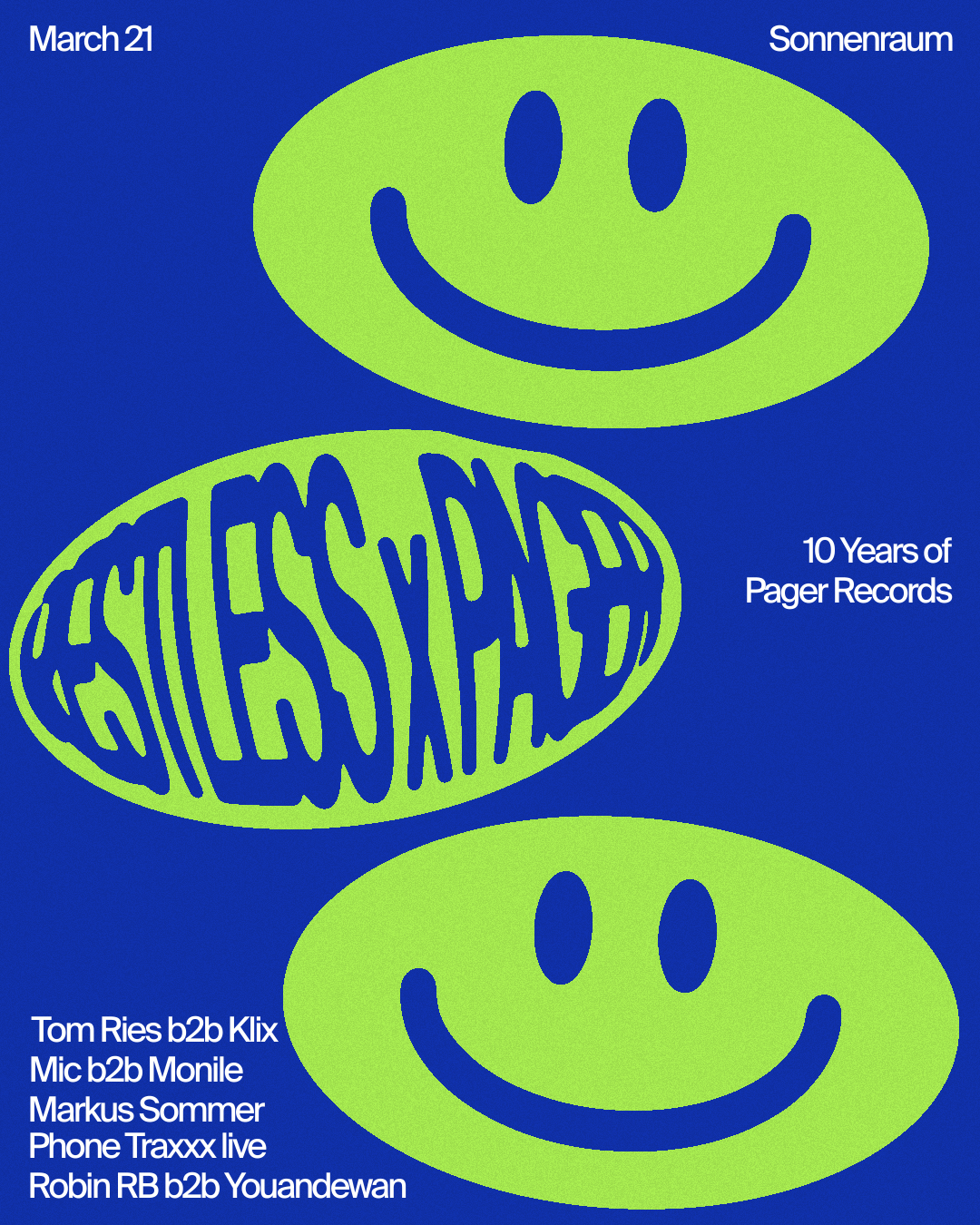 Restless x Pager presents 10 Years Pager Records at TBA - Eichenstrasse 4a, Berlin Restless x Pager presents 10 Years Pager... 