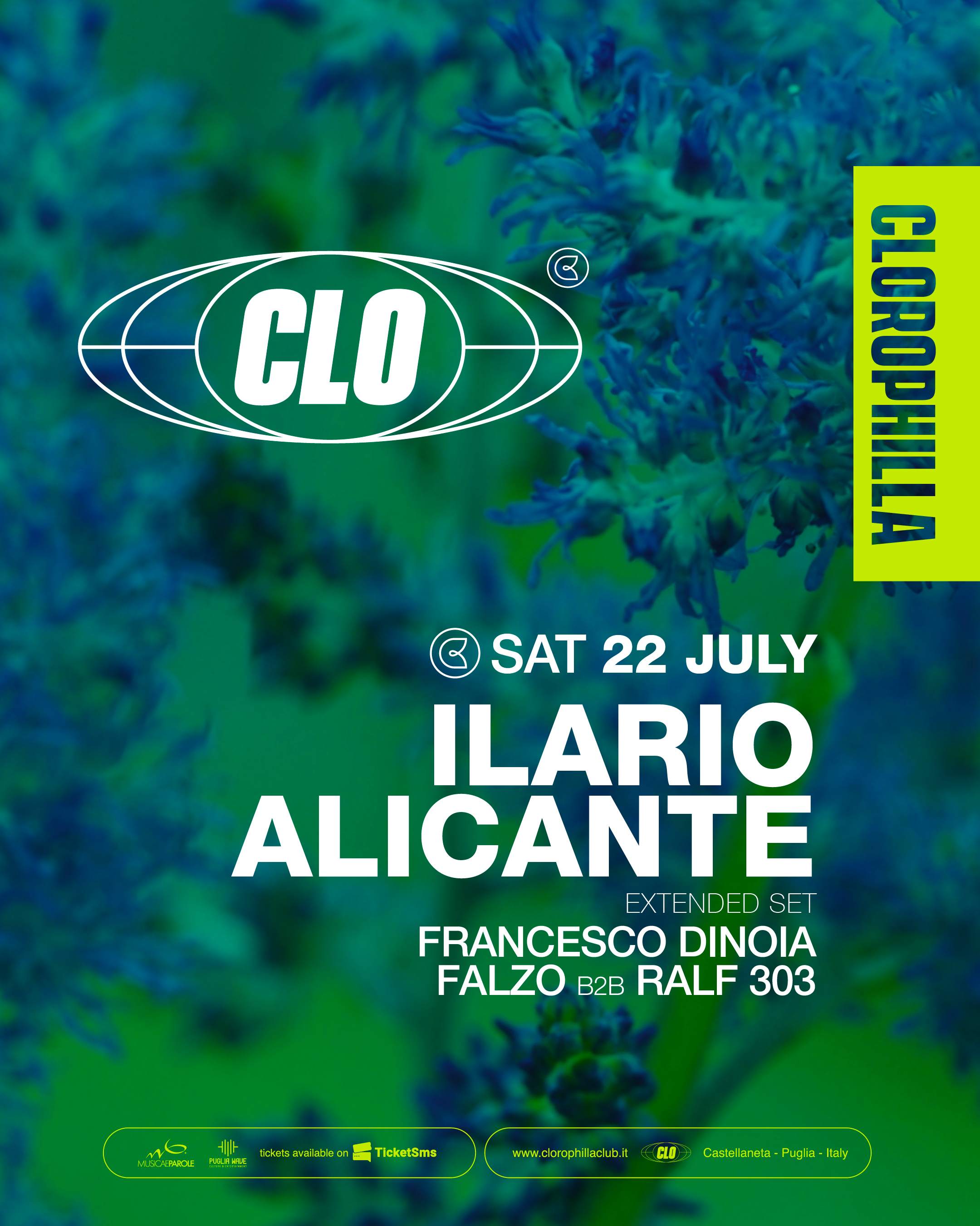 Clorophilla Club with Ilario Alicante, Francesco Dinoia, Falzo b2b Ralf303 - フライヤー表