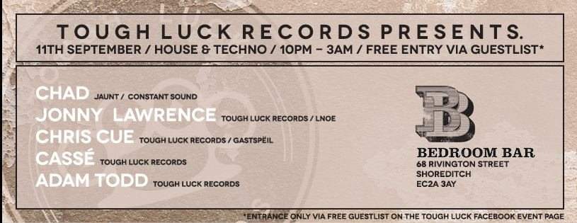 Tough Luck Records presents Rebel, Chris Cue & Chad - フライヤー裏