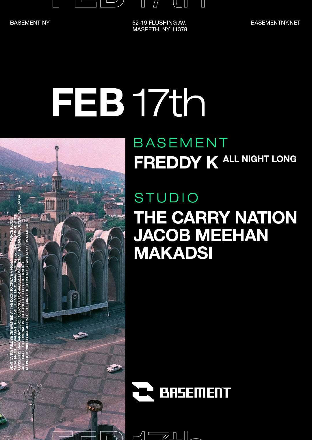 Freddy K / The Carry Nation / Jacob Meehan / Makadsi - フライヤー表
