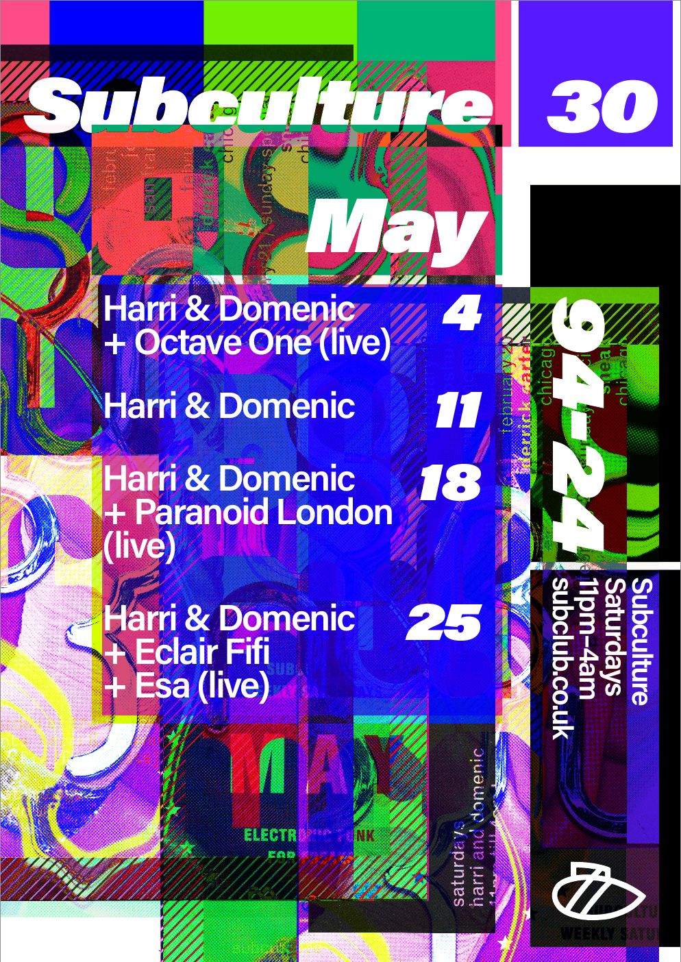 Subculture with Harri & Domenic + Eclair Fifi + Esa (Live) - フライヤー表