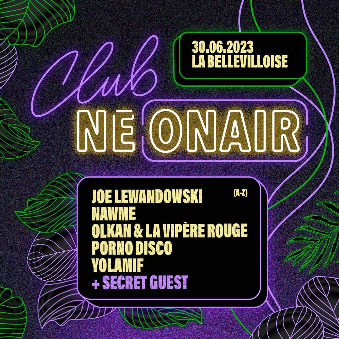 CLUB NEONAIR 3 YEARS ANNIVERSARY: Didi Han, Joe Lewandowski, Nawme, Olkan,  Porno Disco, Yolamif at La Bellevilloise, Paris