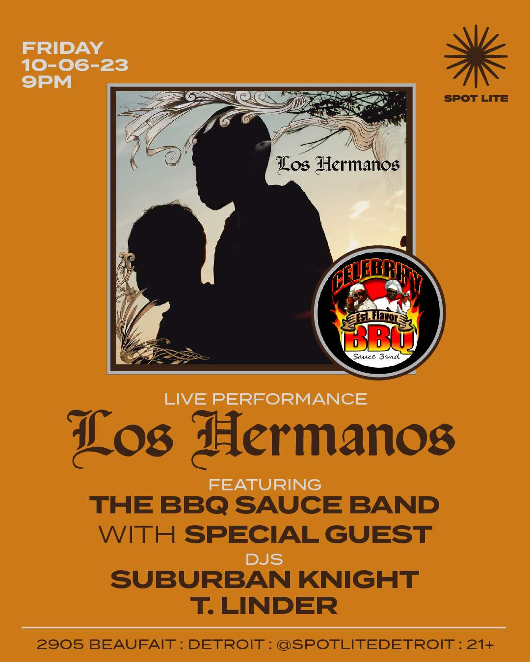 Los Hermanos (LIVE) FT. The BBQ Sauce Band with Special Guest & DJs: Suburban Knight + T.Linder - フライヤー表