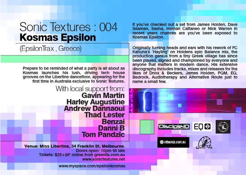 Sonic Textures 004: Kosmas Epsilon - Página trasera