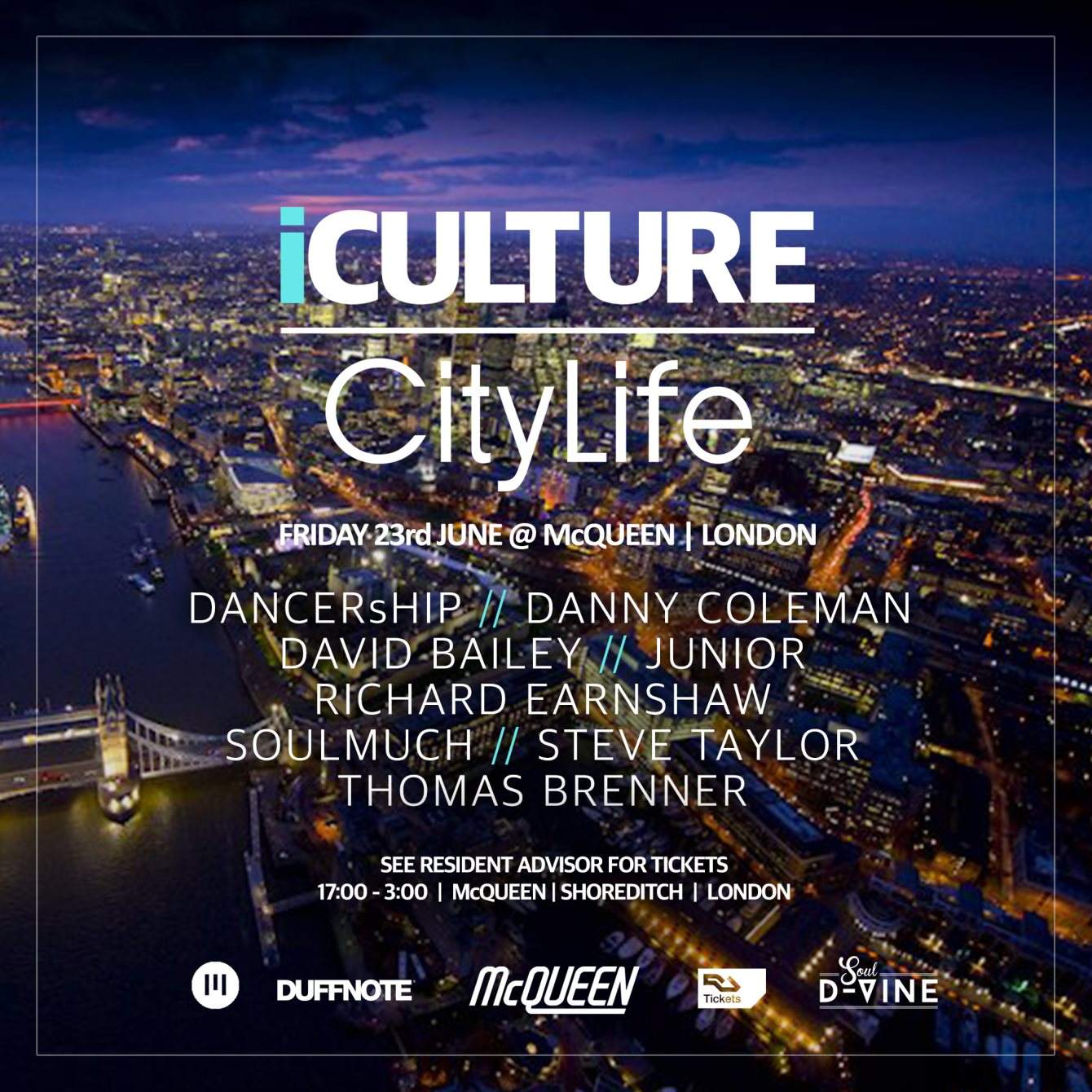 iCulture & Citylife present David Bailey, Deeptown & Dancership - フライヤー表