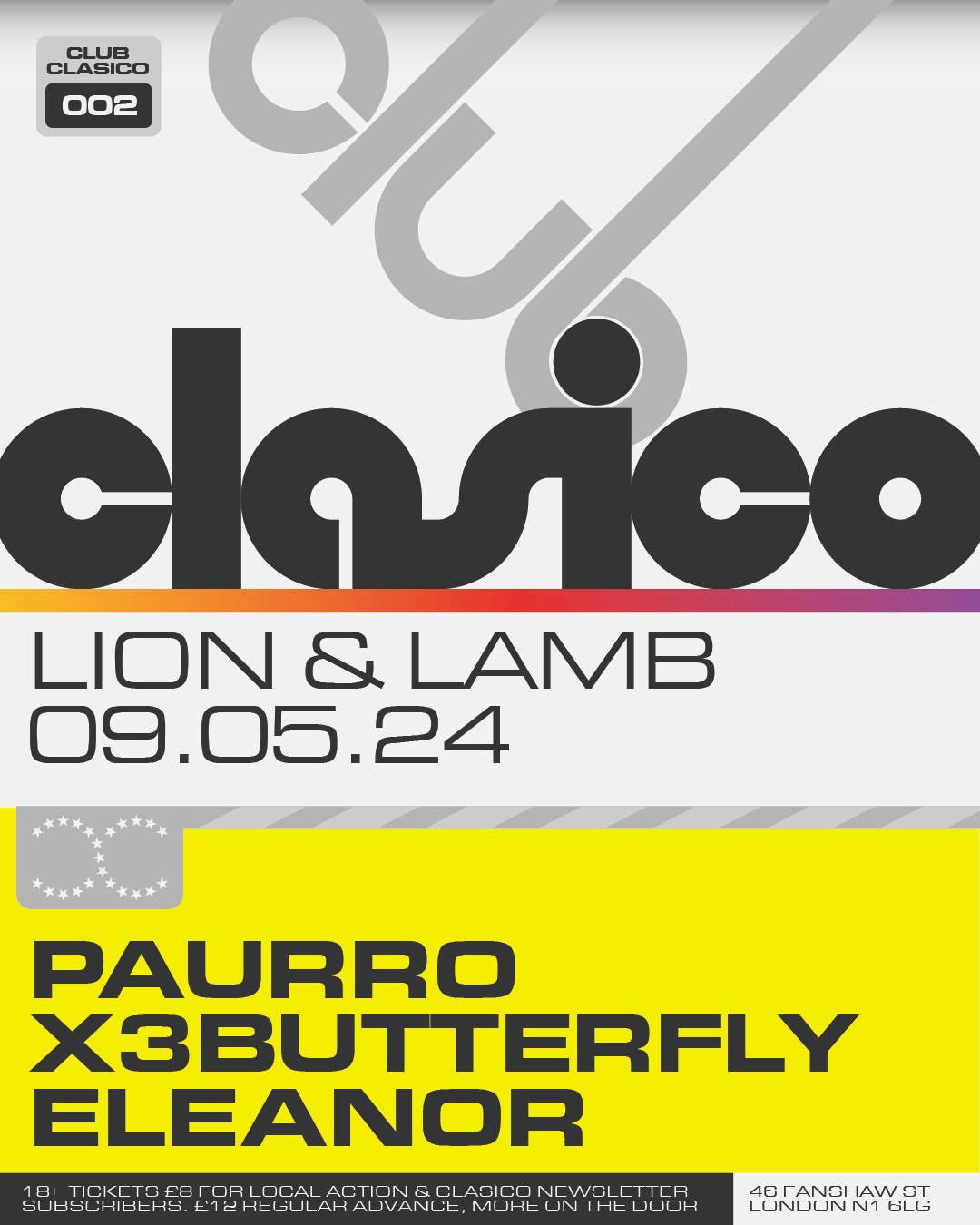 Club Clasico: Paurro, x3butterfly, ELEANOR - フライヤー表
