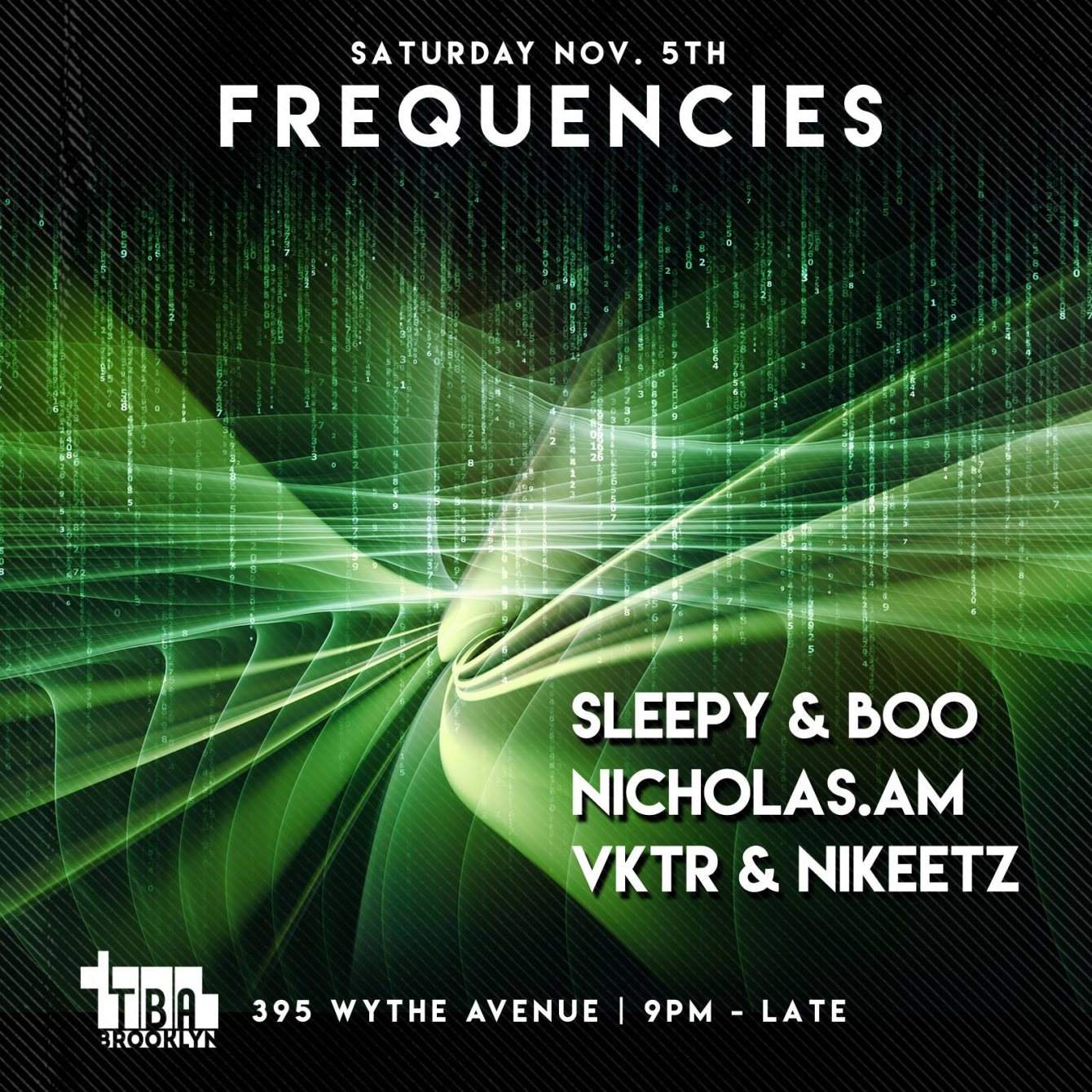 Frequencies with Sleepy & Boo, Nicholas.AM, Vktr and Nikeetz - Página frontal