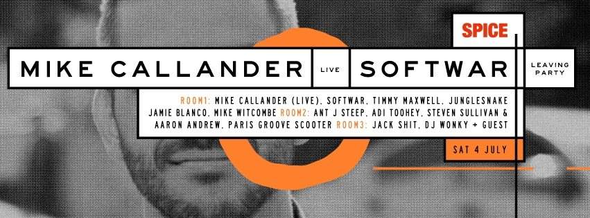 Spice with Mike Callander (Live - Melb) & Softwar (Leaving Party) - Página frontal