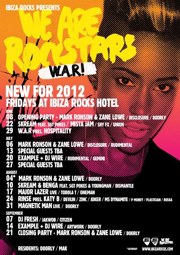 W.A.R! Opening Party with Mark Ronson & Zane Lowe / Disclosure / Doorly - Página frontal