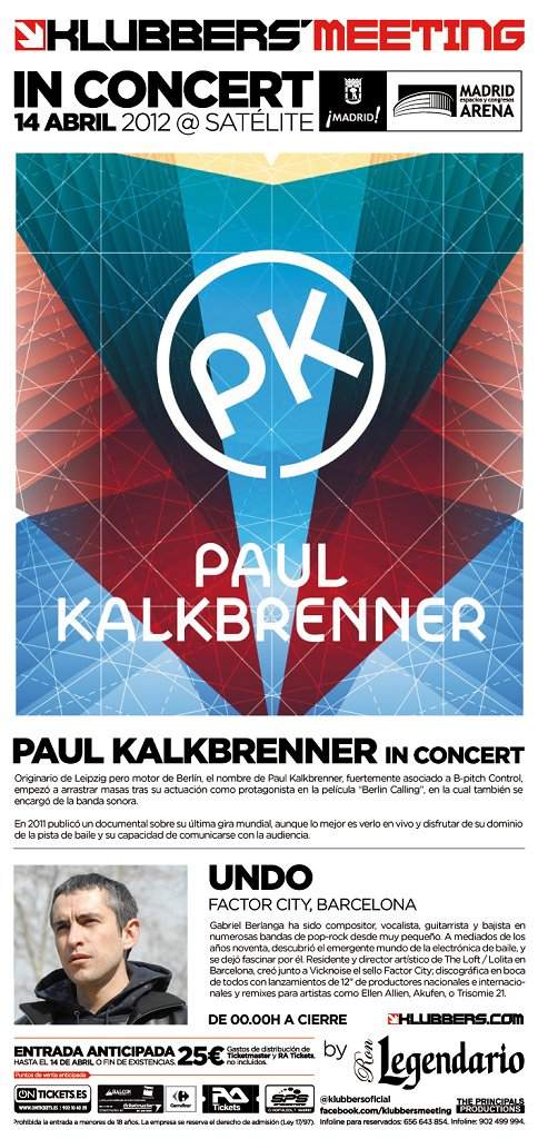 Paul Kalkbrenner In Concert At Klubbers Meeting - フライヤー表