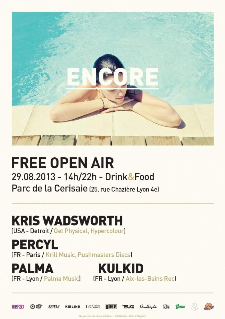 Encore Open Air with Kris Wadsworth, Percyl, Palma, Kulkid - フライヤー表