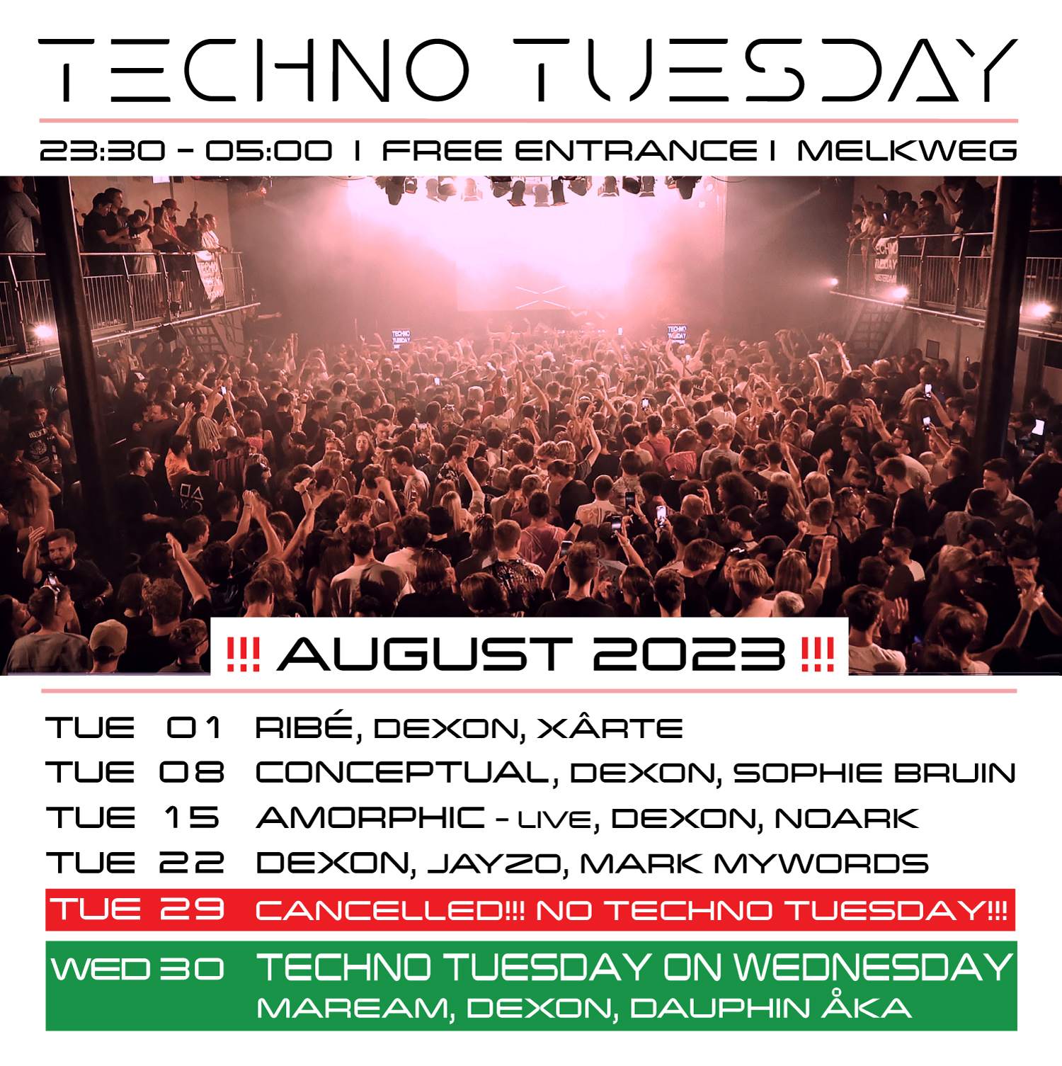 Techno Tuesday Amsterdam, Ribé, Dexon, XÂRTE - Página trasera