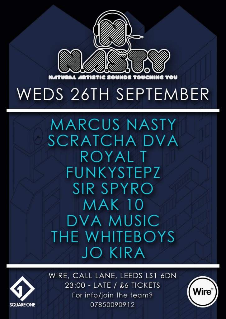 Square One presents: Nasty FM with Marcus Nasty, Scratcha DVA, Royal T, Funkystepz - フライヤー裏