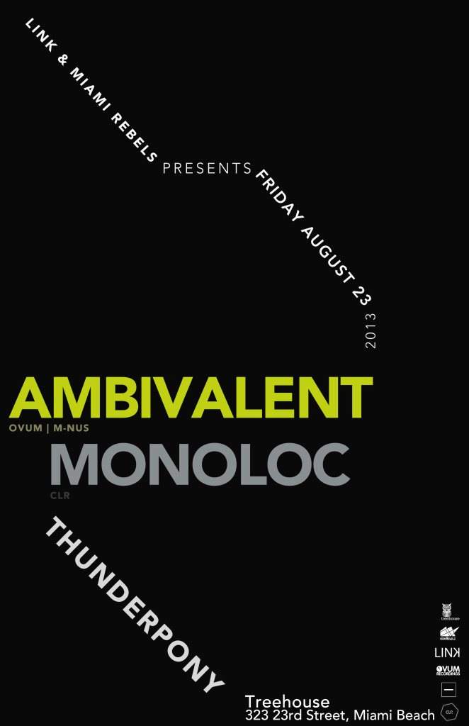 LinkMiamiRebels present Ambivalent & Monoloc - フライヤー表