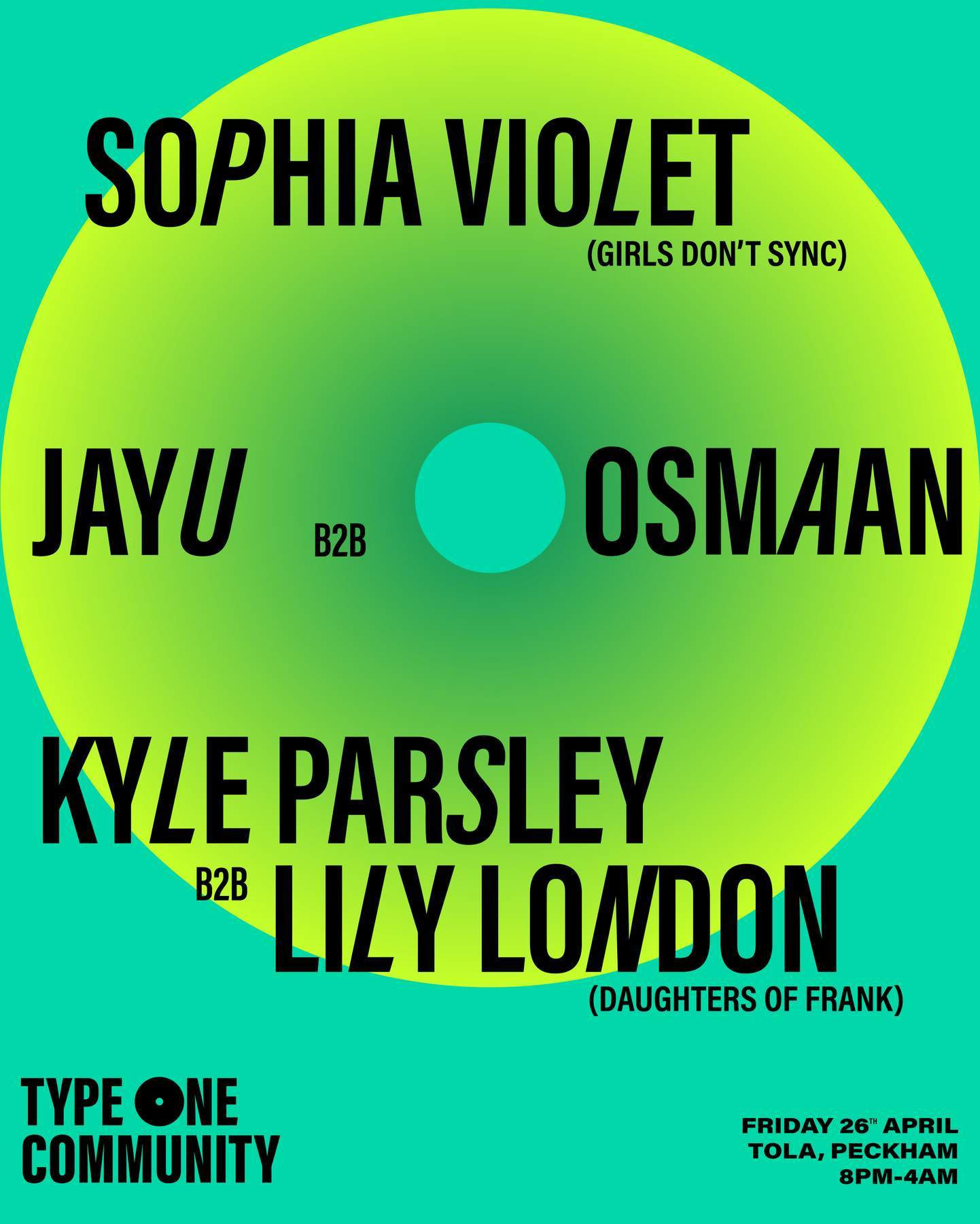 Type One Community: Sophia Violet (Girls Don't Sync), Kyle Parsley, JayU - Página trasera