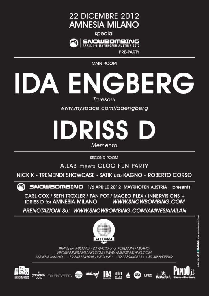 IDA Engberg + Idriss D + Glog FUN Party - フライヤー表