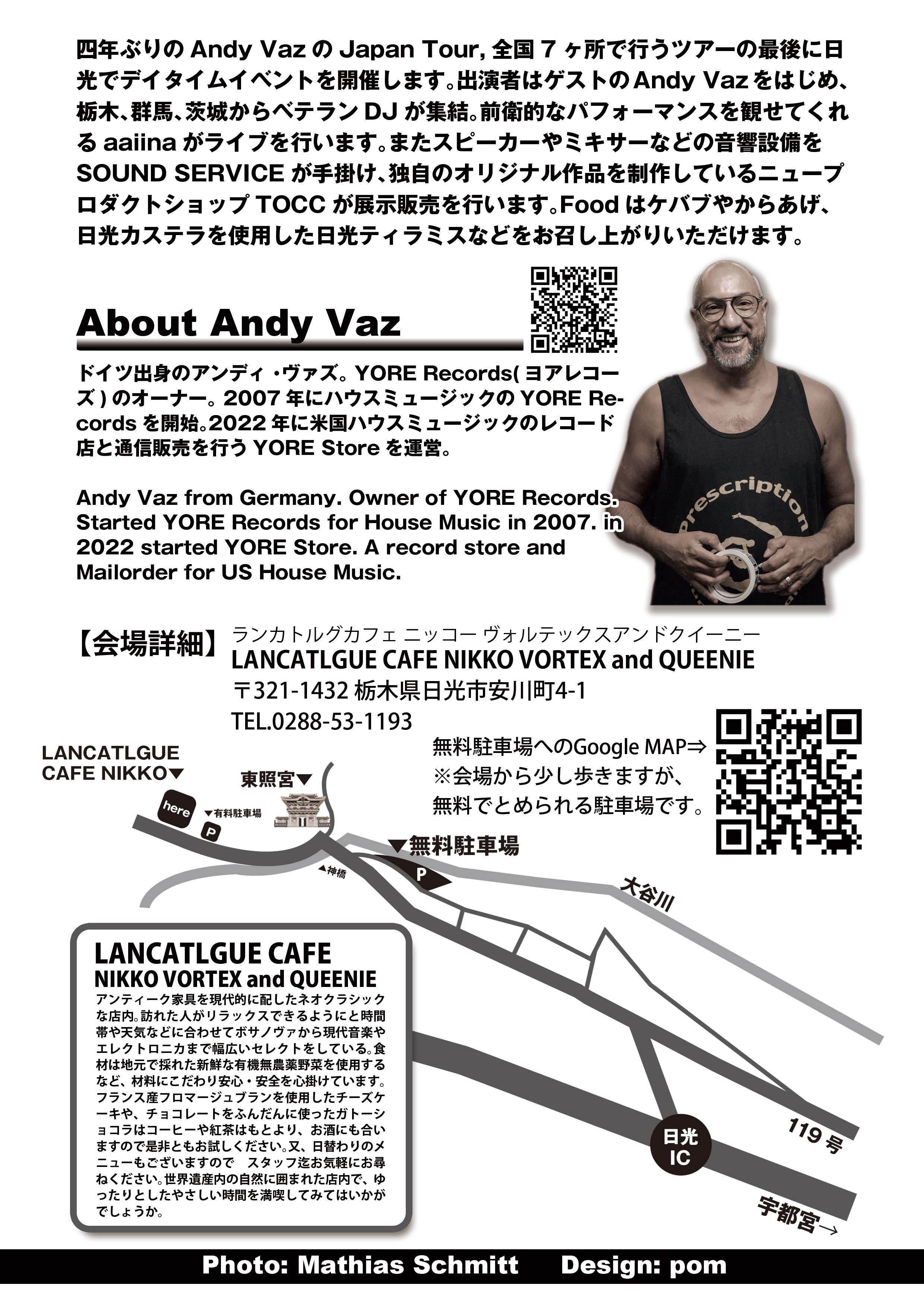 Andy Vaz Japan Tour 2023 in Nikko - フライヤー裏