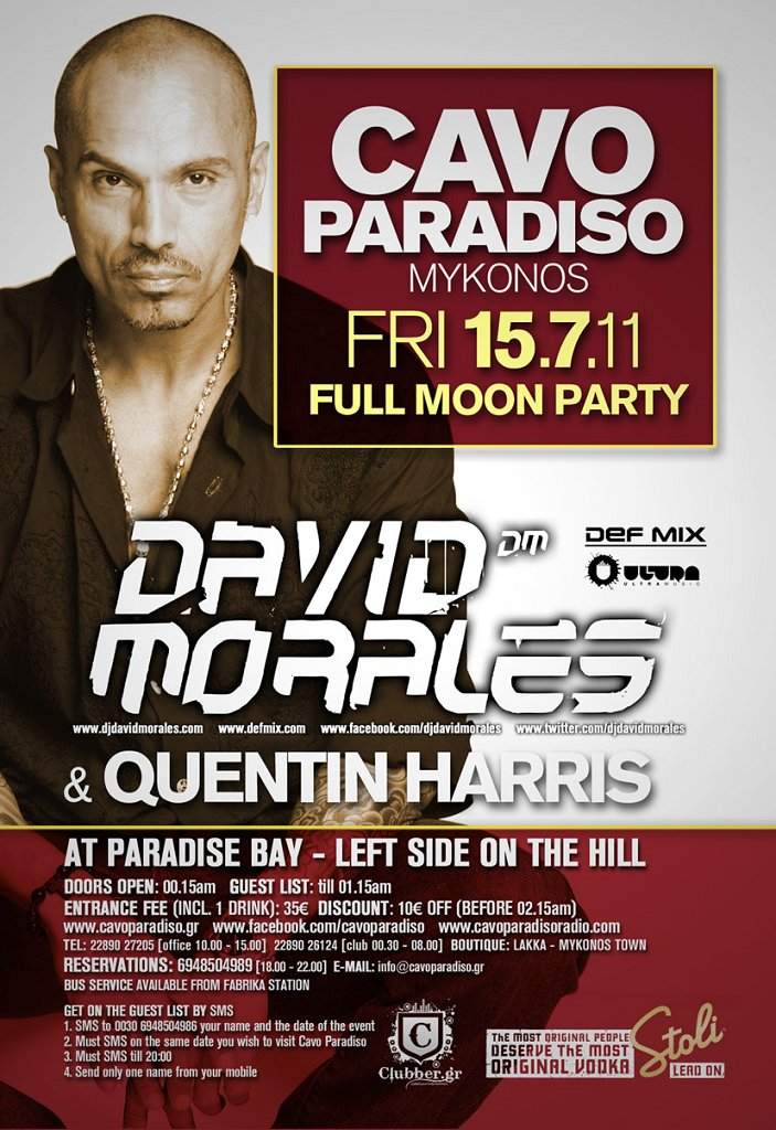 Cavo Paradiso presents David Morales & Quentin Harris - Página frontal