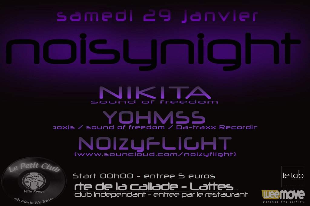 Noizynight at Petit Club (Villa Rouge) 29 Janvier 2011 with Nikita & Yohmss - フライヤー表