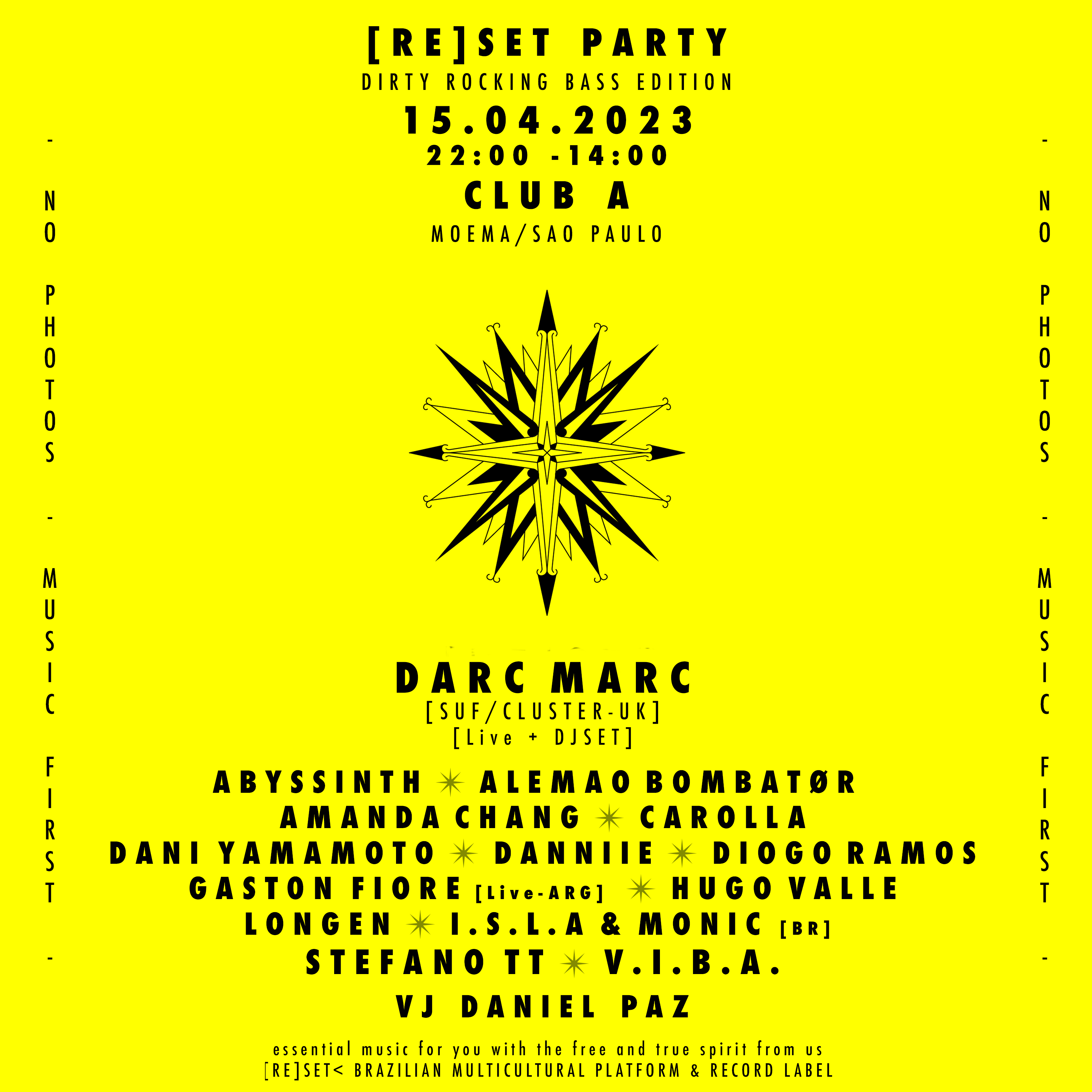 [RE]SET PARTY< DIRTY ROCKING BASS Ed. with Darc Marc [Live!] - フライヤー表