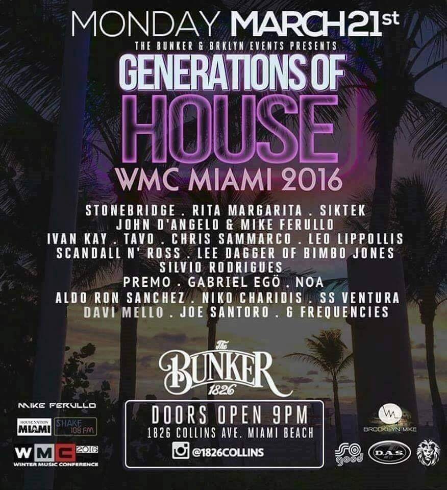 Generations Of House WMC Miami 2016 - フライヤー表