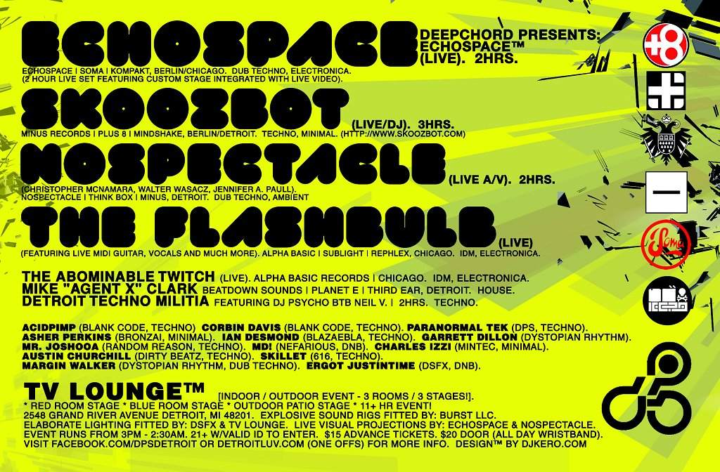 Quetzalcoatl Rising - 3 Stage Indoor/Outdoor Event feat. Deepchord/Echospace - フライヤー裏