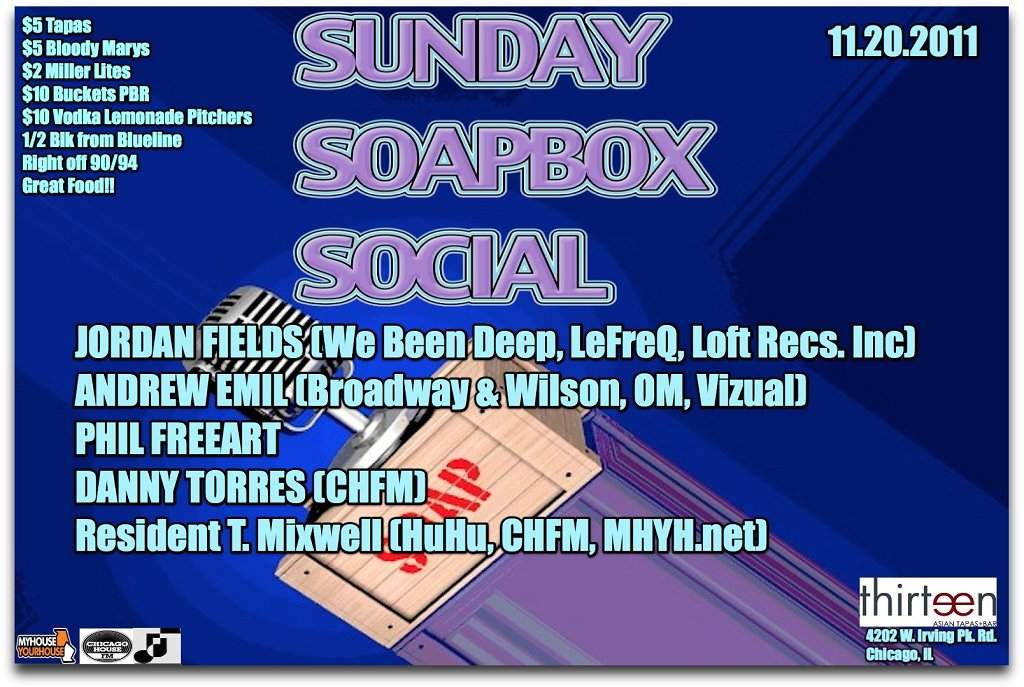 Sunday Soapbox Social - フライヤー表