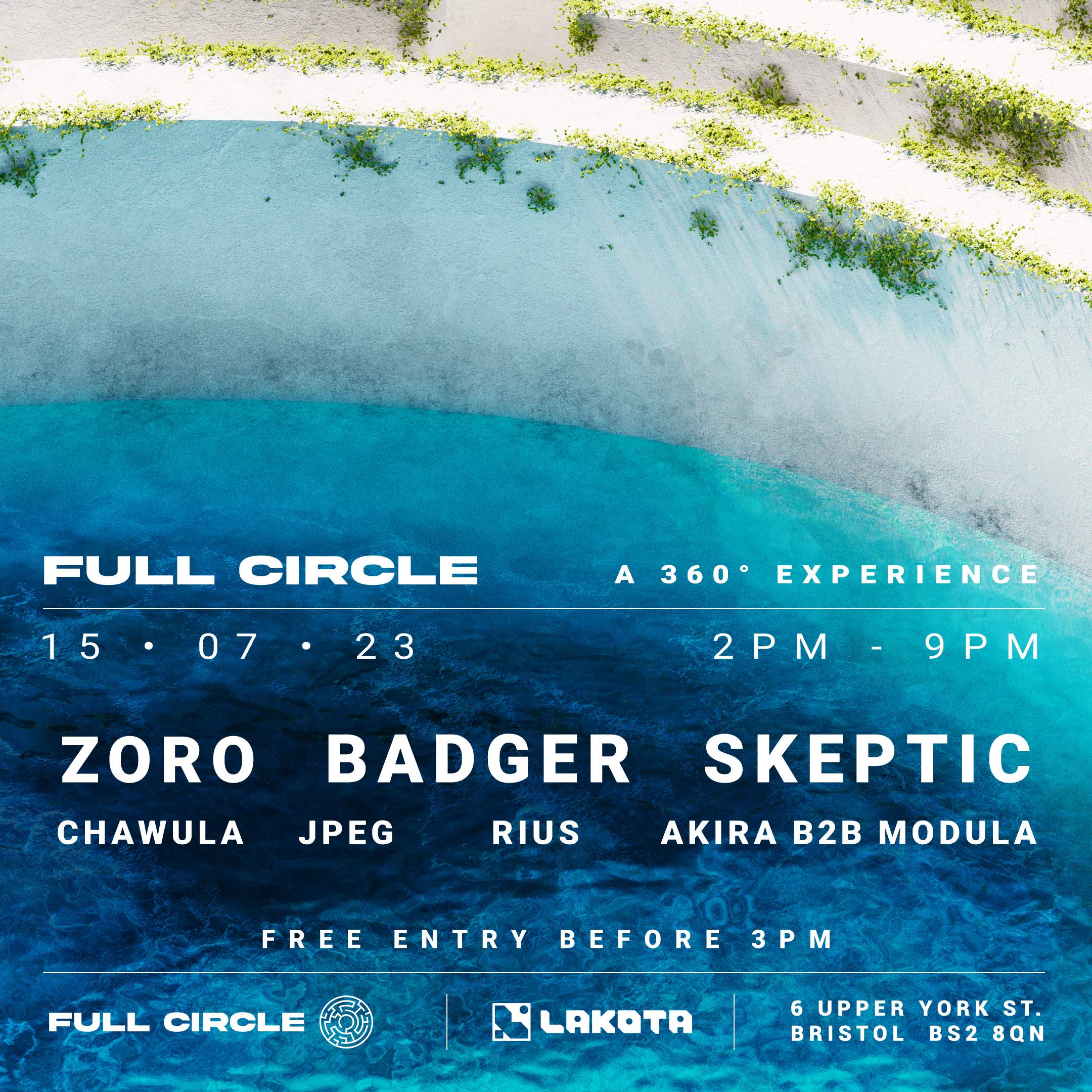Full Circle: Day Party with Skeptic, Badger, Zoro [360 DEGREES] - フライヤー表