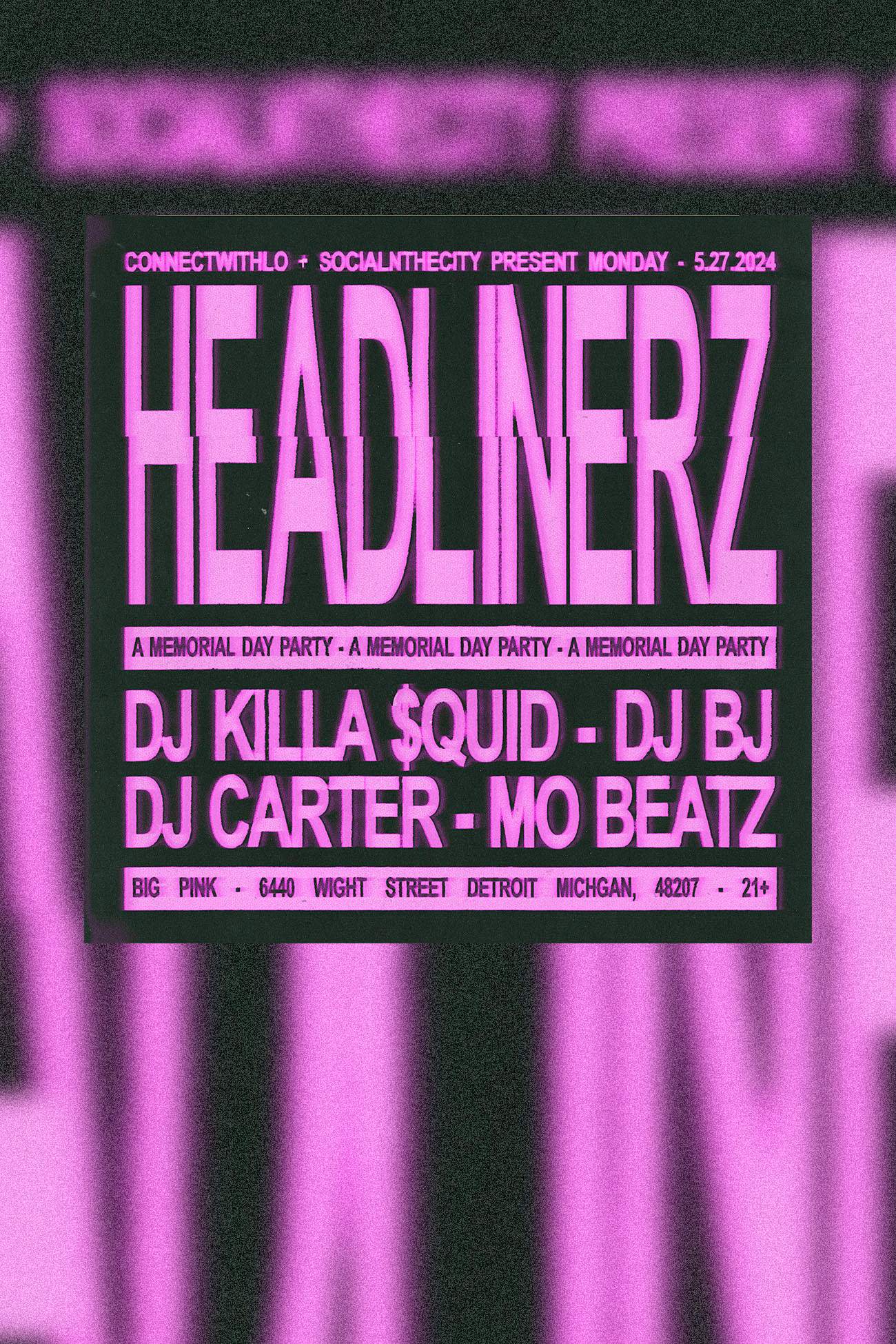 HEADLINERZ: DJ CARTER, DJ KILLA SQUID, DJBJ & DJ MO BEATZ - フライヤー表