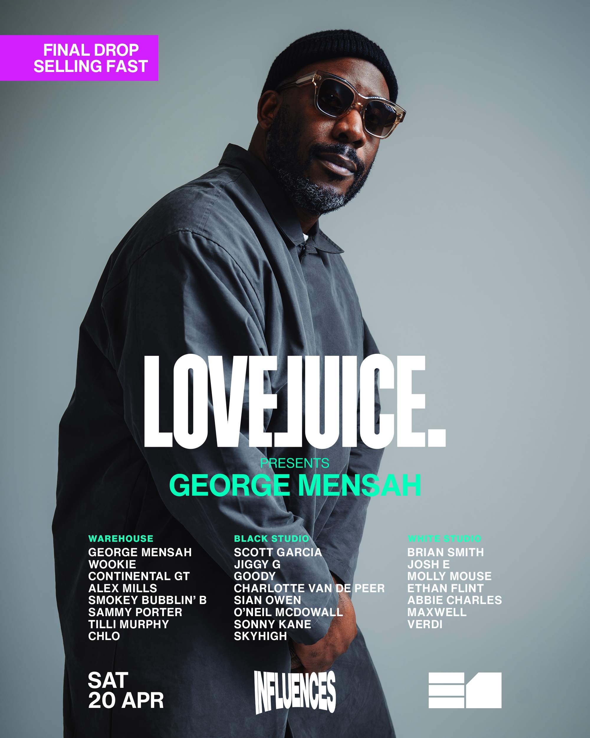 LoveJuice presents George Mensah The Return to E1 London - Página frontal