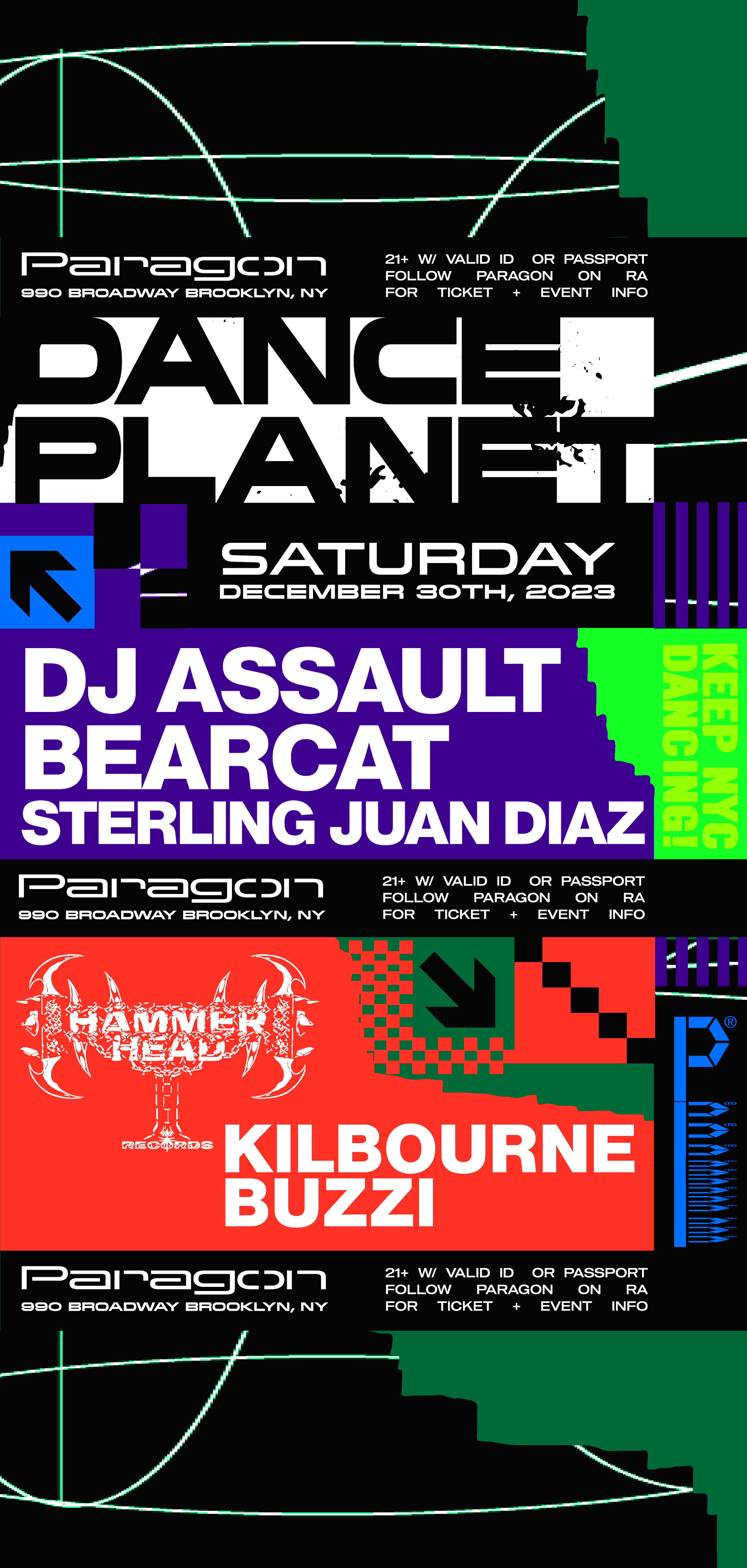 Dance Planet: DJ Assault, Bearcat, Sterling Juan Diaz + Hammerhead - フライヤー表