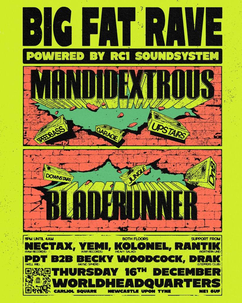 BIG FAT Rave: Bladerunner, Mandidextrous & RC1 Sound System at World ...