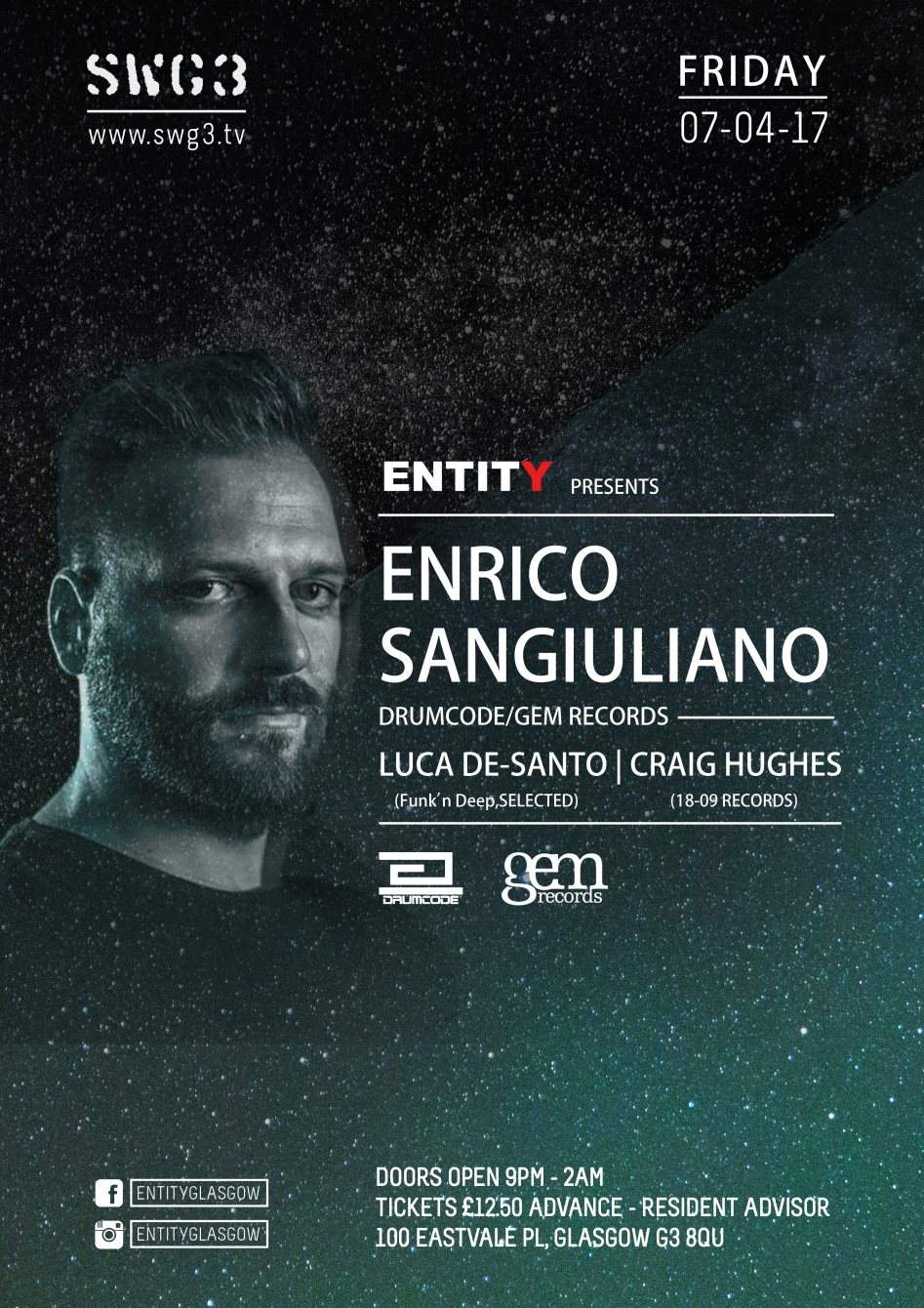 Entity presents: Enrico Sangiuliano - フライヤー裏