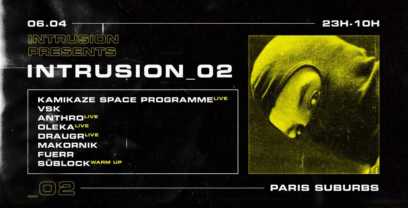Intrusion_02 with Kamikaze Space Programme, VSK, Anthro, Makornik, Oleka, Draugr & Fuerr - Página frontal