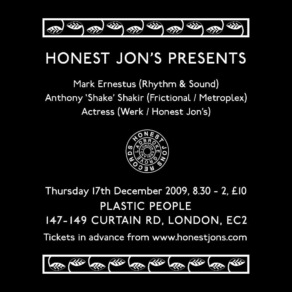 Honest Jons presents: Mark Ernestus, Anthony 'Shake' Shakir & Actress - Página frontal