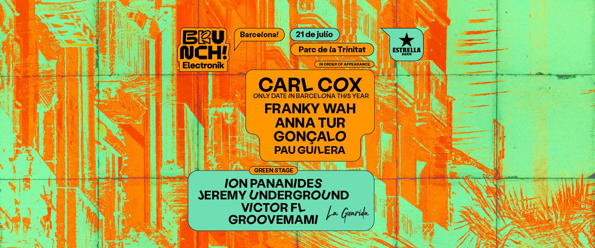 Brunch Electronik Barcelona #12 Carl Cox, Franky Wah, Anna Tur, Gonzalo, Pau Guilera y más - フライヤー表