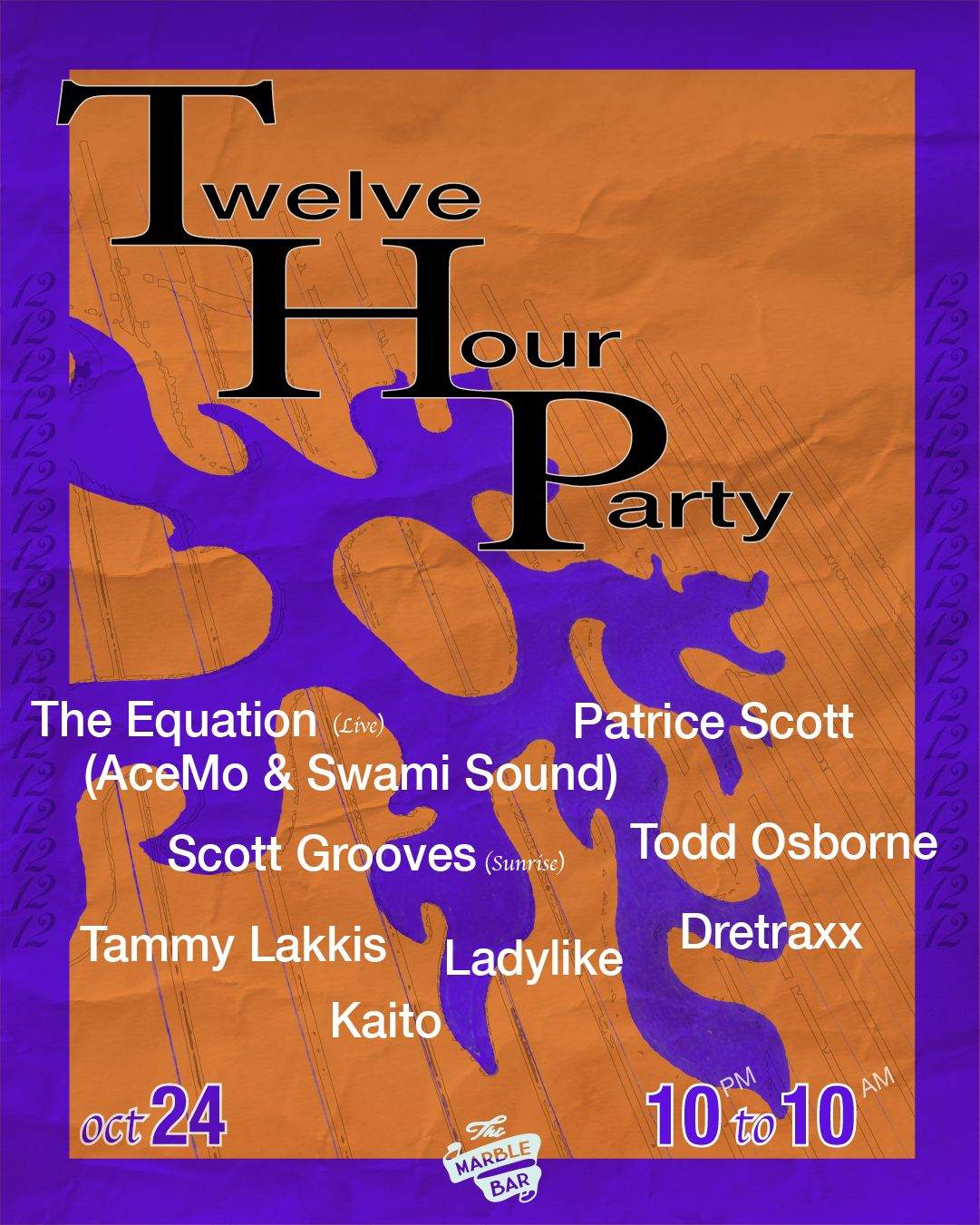 12 Hour Party at Marble Bar, Detroit