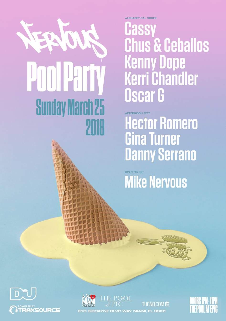 Kerri Chandler, Oscar G, Chus & Ceballos, Kenny Dope, Cassy & More - Nervous Pool Party 2018 - Página trasera