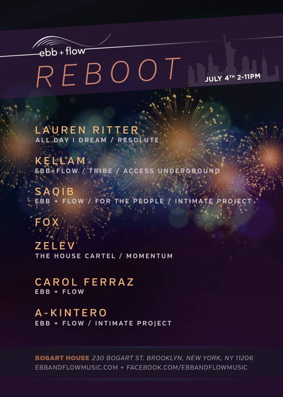 ebb + flow Reboot: Rooftop BBQ with Lauren Ritter, Kellam & More - フライヤー裏