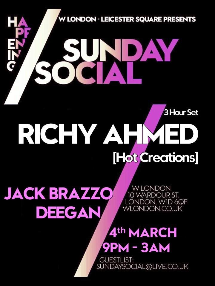 Sunday Social with Richy Ahmed - Página frontal