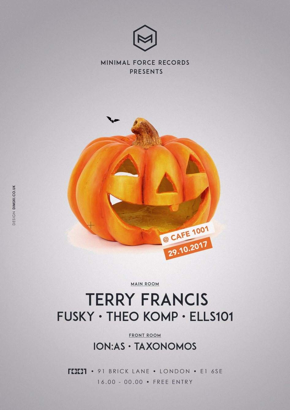 Minimal Force with Terry Francis (Free Entry-Halloween Special) - フライヤー表