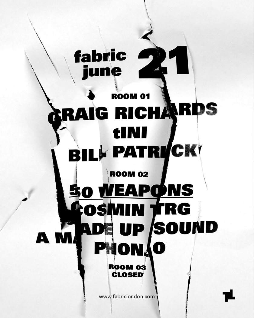 Tini, Bill Patrick & 50weapons with Cosmin TRG & A Made Up Sound - フライヤー表