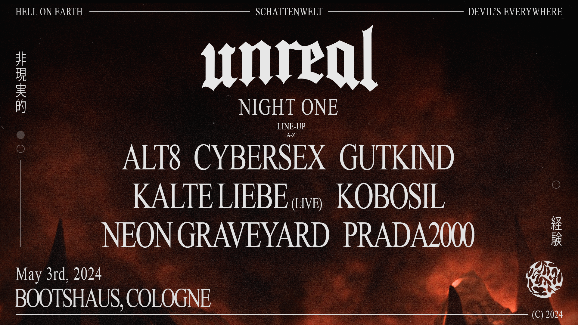 unreal WEEKENDER NIGHT I x Kobosil, Kalte Liebe, Prada2000, ALT8, Cybersex, uvm - フライヤー表