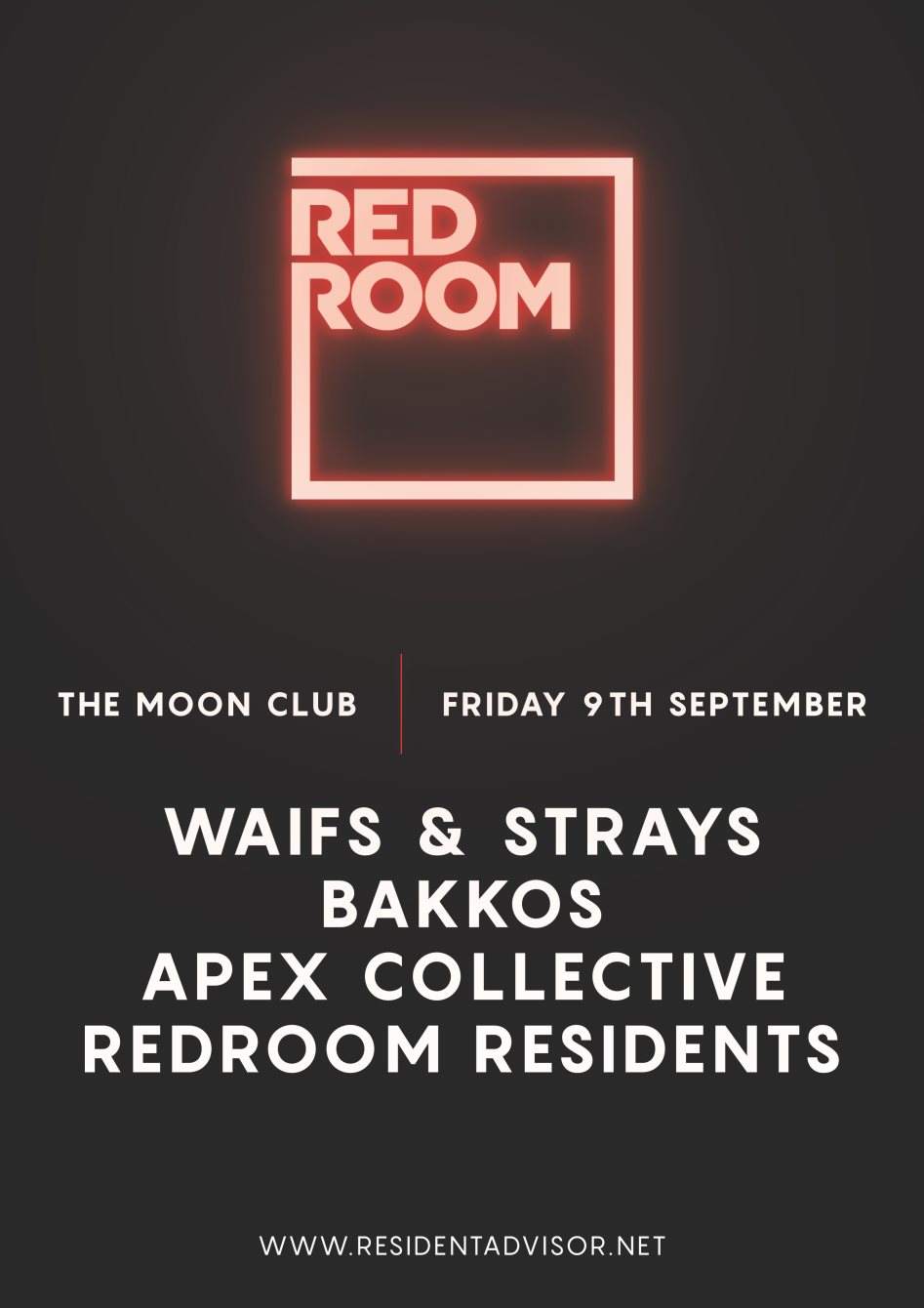 Redroom with Waifs & Strays, Bakkos and Apex Collective - フライヤー表