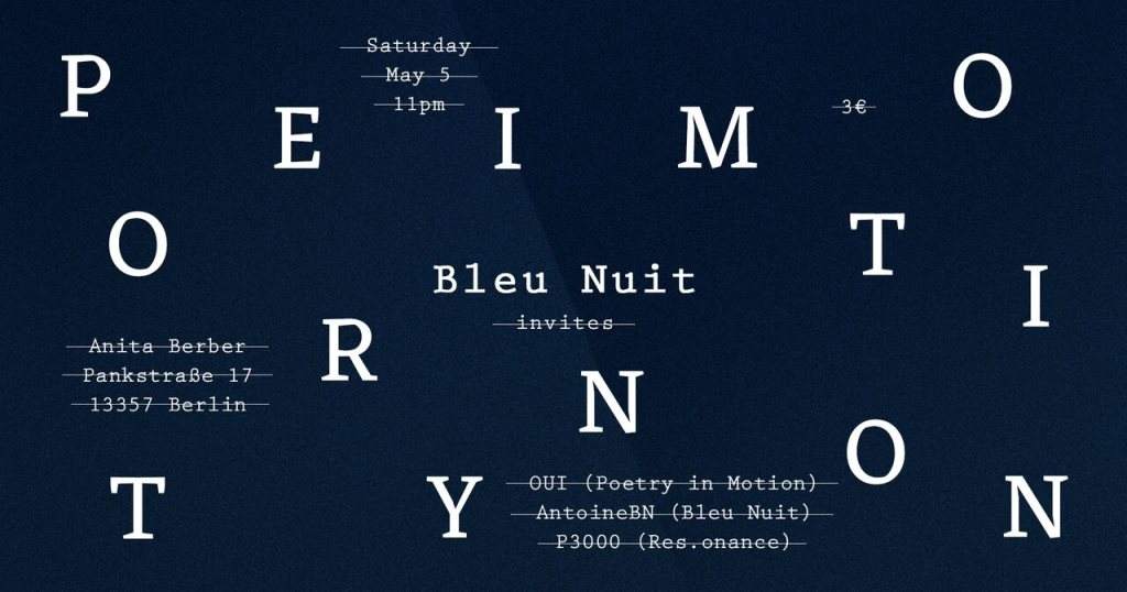 Bleu Nuit Invites Poetry in Motion - フライヤー表