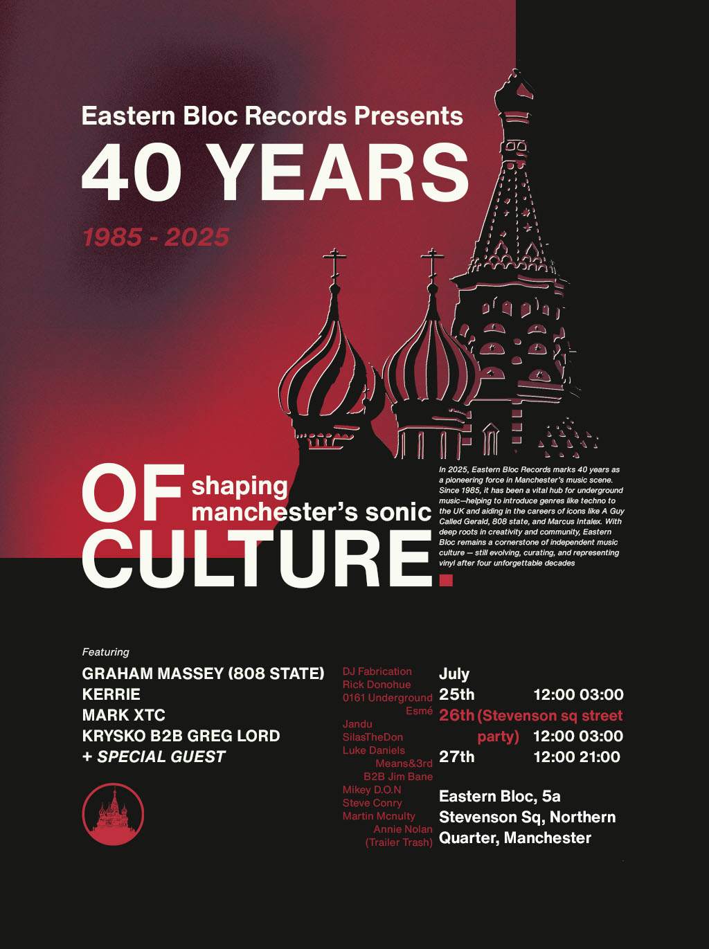 eastern bloc Records 40 Year Anniversary Weekend Celebration at Eastern ...